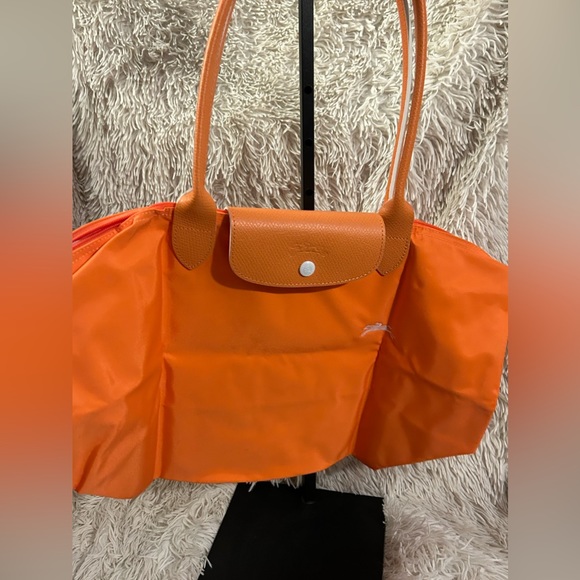 New- Longchamp Le Pliage Club Large Nylon Shoulder Tote Orange - Picture 7 of 9